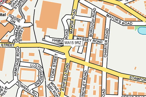 WA15 9RZ map - OS OpenMap – Local (Ordnance Survey) WA15 9RZ map - OS OpenMap – Local (Ordnance Survey)