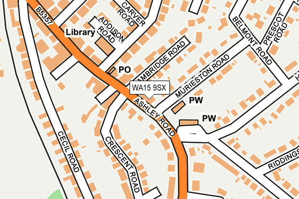 WA15 9SX map - OS OpenMap – Local (Ordnance Survey) WA15 9SX map - OS OpenMap – Local (Ordnance Survey)