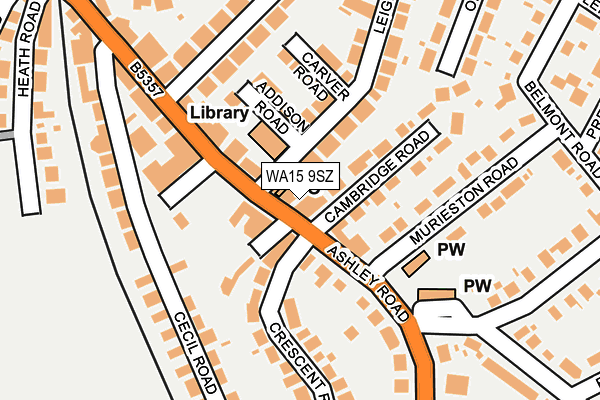 WA15 9SZ map - OS OpenMap – Local (Ordnance Survey) WA15 9SZ map - OS OpenMap – Local (Ordnance Survey)