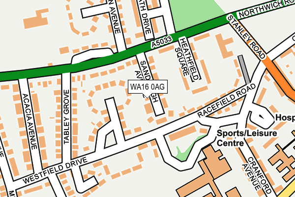 WA16 0AG map - OS OpenMap – Local (Ordnance Survey) WA16 0AG map - OS OpenMap – Local (Ordnance Survey)