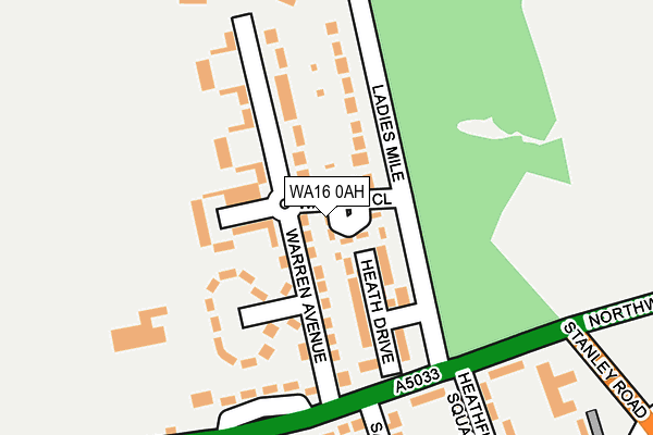 WA16 0AH map - OS OpenMap – Local (Ordnance Survey) WA16 0AH map - OS OpenMap – Local (Ordnance Survey)