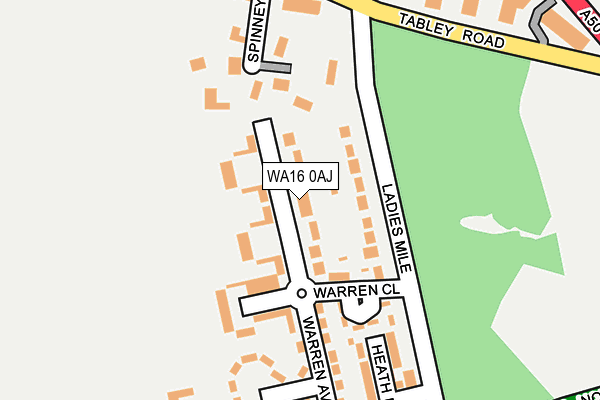 WA16 0AJ map - OS OpenMap – Local (Ordnance Survey) WA16 0AJ map - OS OpenMap – Local (Ordnance Survey)
