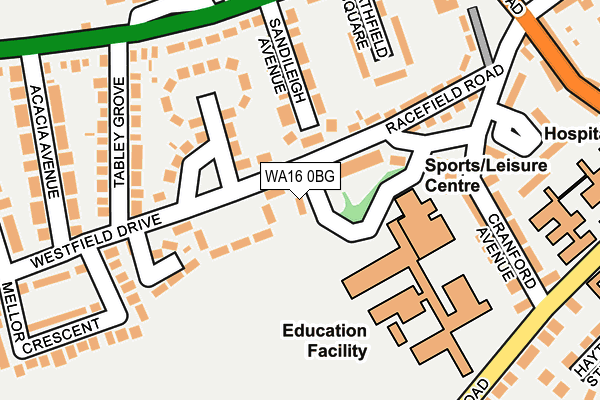 WA16 0BG map - OS OpenMap – Local (Ordnance Survey) WA16 0BG map - OS OpenMap – Local (Ordnance Survey)