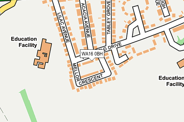 WA16 0BH map - OS OpenMap – Local (Ordnance Survey) WA16 0BH map - OS OpenMap – Local (Ordnance Survey)