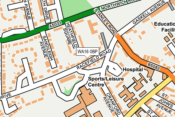 WA16 0BP map - OS OpenMap – Local (Ordnance Survey) WA16 0BP map - OS OpenMap – Local (Ordnance Survey)