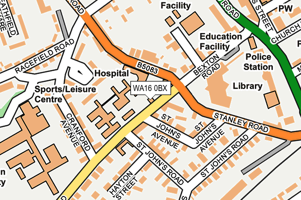 WA16 0BX map - OS OpenMap – Local (Ordnance Survey) WA16 0BX map - OS OpenMap – Local (Ordnance Survey)