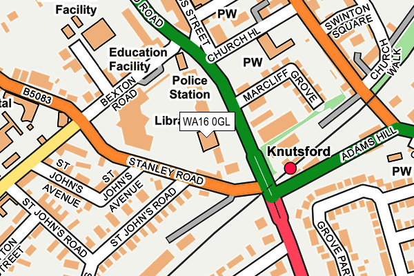 WA16 0GL map - OS OpenMap – Local (Ordnance Survey) WA16 0GL map - OS OpenMap – Local (Ordnance Survey)