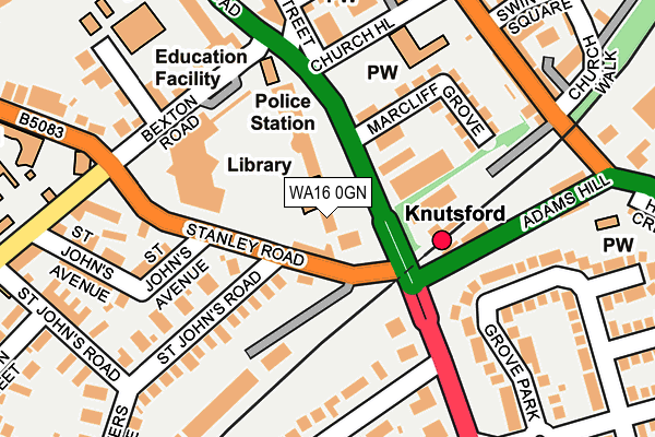 WA16 0GN map - OS OpenMap – Local (Ordnance Survey) WA16 0GN map - OS OpenMap – Local (Ordnance Survey)