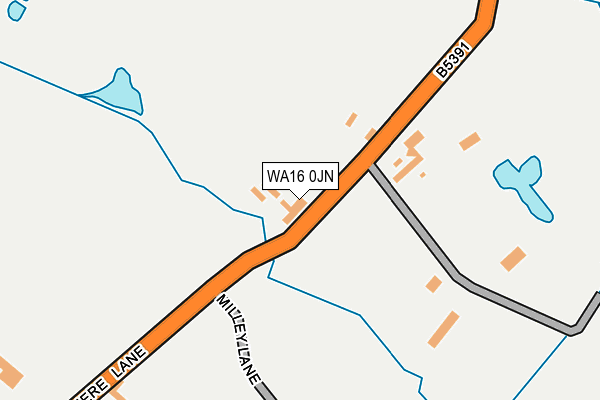 WA16 0JN map - OS OpenMap – Local (Ordnance Survey) WA16 0JN map - OS OpenMap – Local (Ordnance Survey)