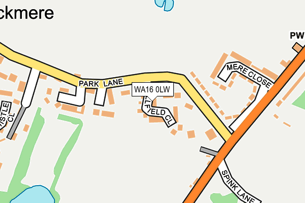 WA16 0LW map - OS OpenMap – Local (Ordnance Survey) WA16 0LW map - OS OpenMap – Local (Ordnance Survey)