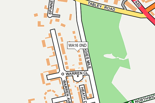 WA16 0ND map - OS OpenMap – Local (Ordnance Survey) WA16 0ND map - OS OpenMap – Local (Ordnance Survey)