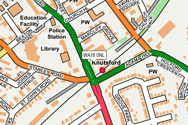 WA16 0NL map - OS OpenMap – Local (Ordnance Survey) WA16 0NL map - OS OpenMap – Local (Ordnance Survey)