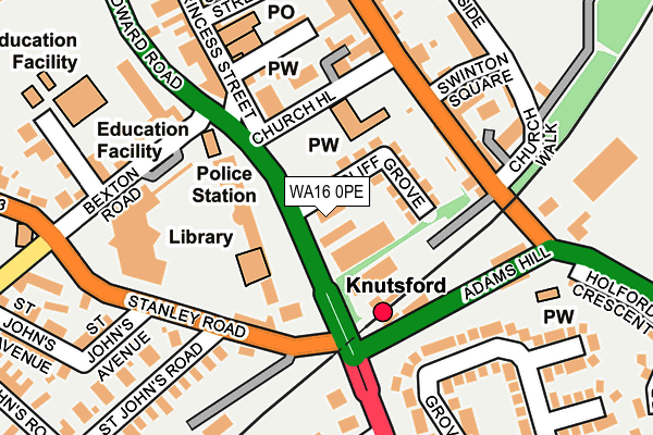 WA16 0PE map - OS OpenMap – Local (Ordnance Survey) WA16 0PE map - OS OpenMap – Local (Ordnance Survey)