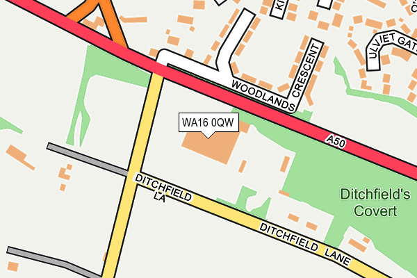 WA16 0QW map - OS OpenMap – Local (Ordnance Survey) WA16 0QW map - OS OpenMap – Local (Ordnance Survey)