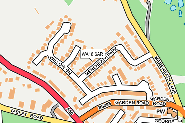 WA16 6AR map - OS OpenMap – Local (Ordnance Survey) WA16 6AR map - OS OpenMap – Local (Ordnance Survey)