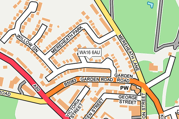 WA16 6AU map - OS OpenMap – Local (Ordnance Survey) WA16 6AU map - OS OpenMap – Local (Ordnance Survey)
