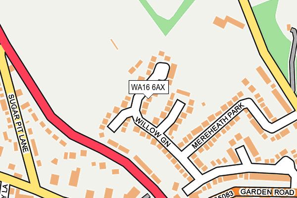 WA16 6AX map - OS OpenMap – Local (Ordnance Survey) WA16 6AX map - OS OpenMap – Local (Ordnance Survey)