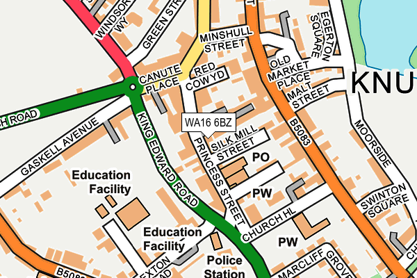 WA16 6BZ map - OS OpenMap – Local (Ordnance Survey)
