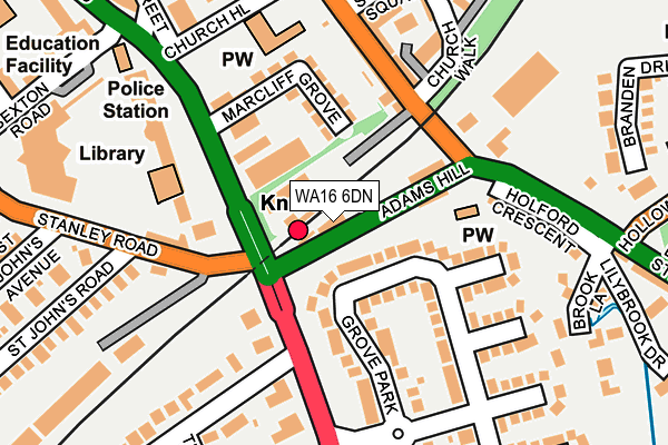 WA16 6DN map - OS OpenMap – Local (Ordnance Survey) WA16 6DN map - OS OpenMap – Local (Ordnance Survey)