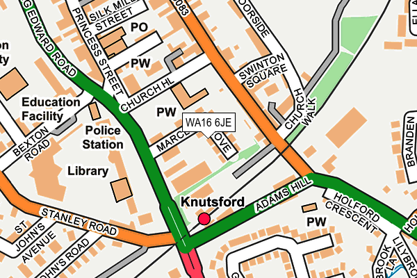 WA16 6JE map - OS OpenMap – Local (Ordnance Survey) WA16 6JE map - OS OpenMap – Local (Ordnance Survey)
