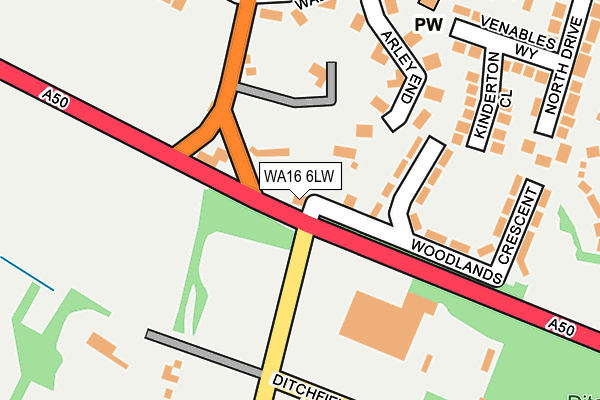WA16 6LW map - OS OpenMap – Local (Ordnance Survey) WA16 6LW map - OS OpenMap – Local (Ordnance Survey)