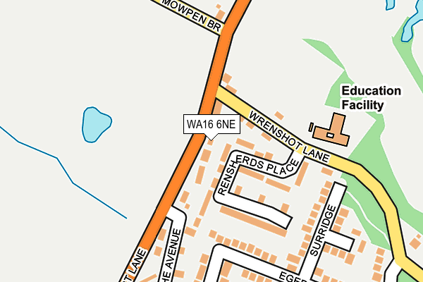 WA16 6NE map - OS OpenMap – Local (Ordnance Survey) WA16 6NE map - OS OpenMap – Local (Ordnance Survey)