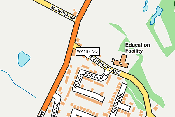 WA16 6NQ map - OS OpenMap – Local (Ordnance Survey) WA16 6NQ map - OS OpenMap – Local (Ordnance Survey)