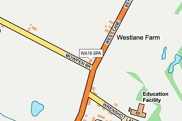 WA16 6PA map - OS OpenMap – Local (Ordnance Survey) WA16 6PA map - OS OpenMap – Local (Ordnance Survey)