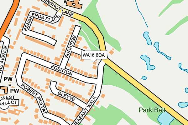 WA16 6QA map - OS OpenMap – Local (Ordnance Survey) WA16 6QA map - OS OpenMap – Local (Ordnance Survey)