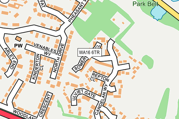 WA16 6TR map - OS OpenMap – Local (Ordnance Survey) WA16 6TR map - OS OpenMap – Local (Ordnance Survey)