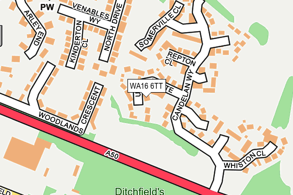 WA16 6TT map - OS OpenMap – Local (Ordnance Survey) WA16 6TT map - OS OpenMap – Local (Ordnance Survey)