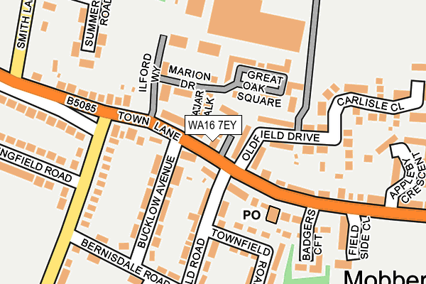WA16 7EY map - OS OpenMap – Local (Ordnance Survey) WA16 7EY map - OS OpenMap – Local (Ordnance Survey)