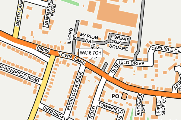 WA16 7GH map - OS OpenMap – Local (Ordnance Survey) WA16 7GH map - OS OpenMap – Local (Ordnance Survey)