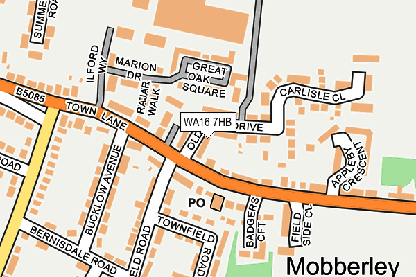 WA16 7HB map - OS OpenMap – Local (Ordnance Survey) WA16 7HB map - OS OpenMap – Local (Ordnance Survey)