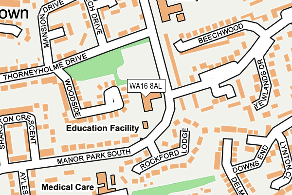 WA16 8AL map - OS OpenMap – Local (Ordnance Survey) WA16 8AL map - OS OpenMap – Local (Ordnance Survey)