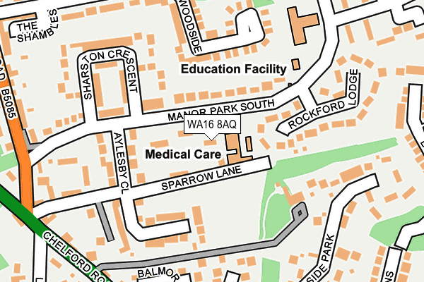 WA16 8AQ map - OS OpenMap – Local (Ordnance Survey) WA16 8AQ map - OS OpenMap – Local (Ordnance Survey)