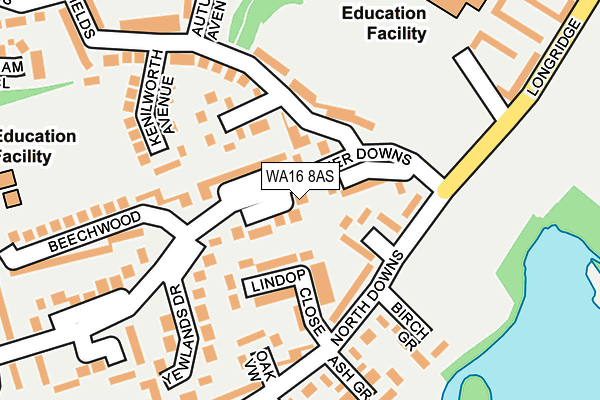 WA16 8AS map - OS OpenMap – Local (Ordnance Survey) WA16 8AS map - OS OpenMap – Local (Ordnance Survey)