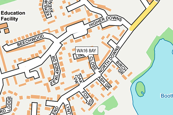 WA16 8AY map - OS OpenMap – Local (Ordnance Survey) WA16 8AY map - OS OpenMap – Local (Ordnance Survey)