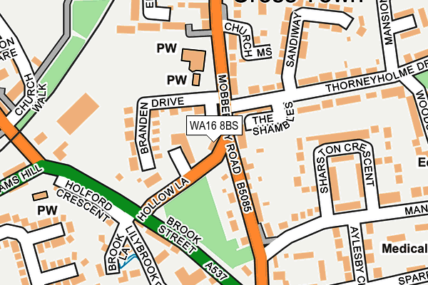 WA16 8BS map - OS OpenMap – Local (Ordnance Survey) WA16 8BS map - OS OpenMap – Local (Ordnance Survey)