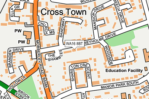 WA16 8BT map - OS OpenMap – Local (Ordnance Survey) WA16 8BT map - OS OpenMap – Local (Ordnance Survey)