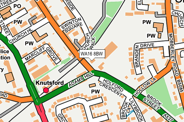 WA16 8BW map - OS OpenMap – Local (Ordnance Survey) WA16 8BW map - OS OpenMap – Local (Ordnance Survey)