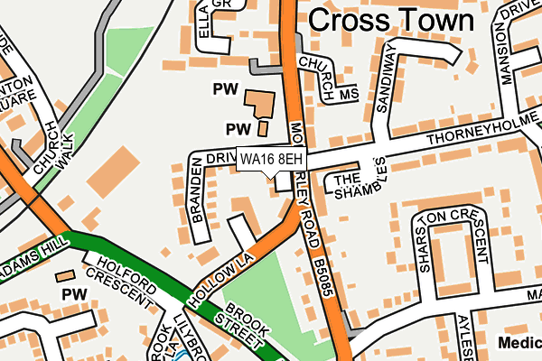 WA16 8EH map - OS OpenMap – Local (Ordnance Survey) WA16 8EH map - OS OpenMap – Local (Ordnance Survey)