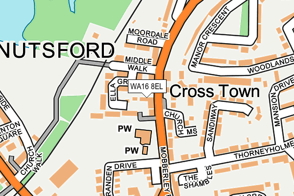 WA16 8EL map - OS OpenMap – Local (Ordnance Survey) WA16 8EL map - OS OpenMap – Local (Ordnance Survey)