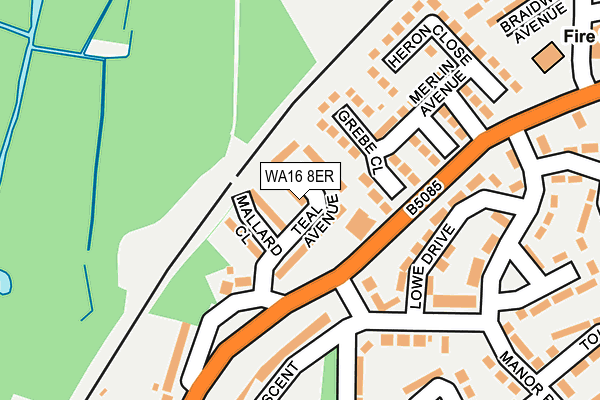 WA16 8ER map - OS OpenMap – Local (Ordnance Survey) WA16 8ER map - OS OpenMap – Local (Ordnance Survey)