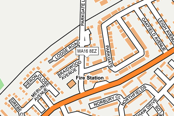 WA16 8EZ map - OS OpenMap – Local (Ordnance Survey)