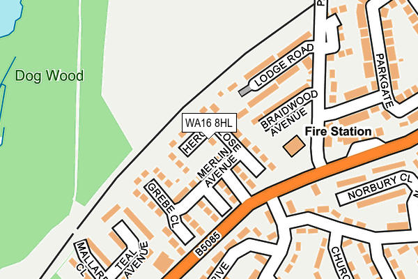 WA16 8HL map - OS OpenMap – Local (Ordnance Survey) WA16 8HL map - OS OpenMap – Local (Ordnance Survey)