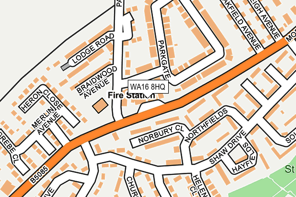WA16 8HQ map - OS OpenMap – Local (Ordnance Survey)
