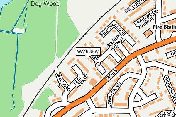 WA16 8HW map - OS OpenMap – Local (Ordnance Survey) WA16 8HW map - OS OpenMap – Local (Ordnance Survey)