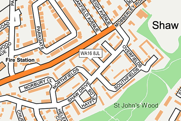 WA16 8JL map - OS OpenMap – Local (Ordnance Survey) WA16 8JL map - OS OpenMap – Local (Ordnance Survey)