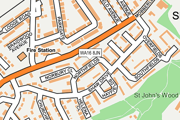 WA16 8JN map - OS OpenMap – Local (Ordnance Survey) WA16 8JN map - OS OpenMap – Local (Ordnance Survey)